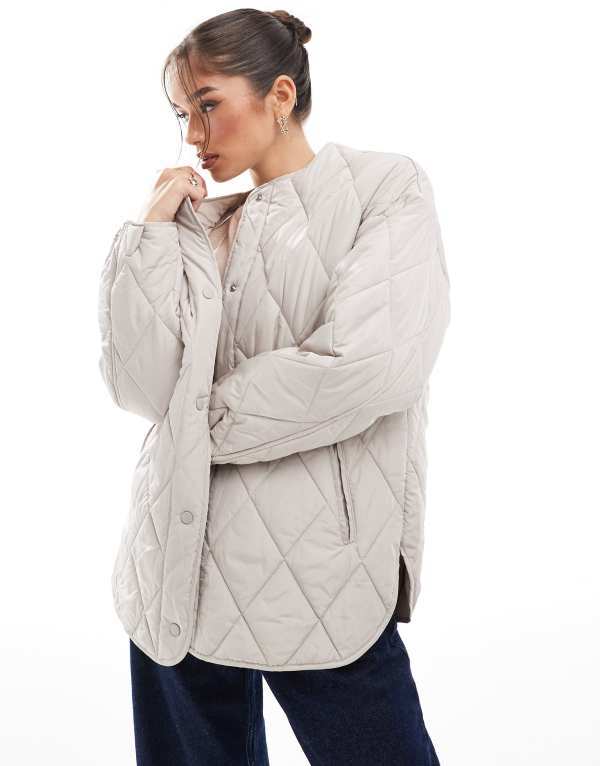 ピーシーズ レディース アウター ジャケット・ブルゾン キルティング ジャケット Pieces quilted lightweight jacket Gray グレー|ReVida 店