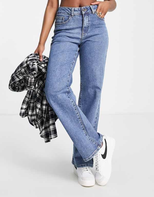 オブジェクト レディース ボトムス デニムパンツ ワイドレッグ コットン ジーンズ Object organic cotton wide leg dad jeans in mid blue wash Medium blue denim デニム｜ReVida 店