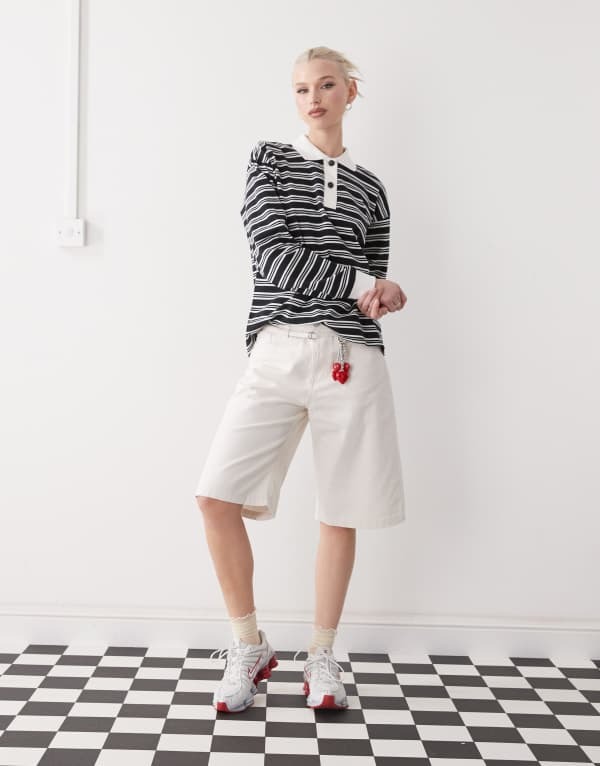 モンキ レディース ボトムス ハーフパンツ・ショーツ Monki utility jorts Beige ベージュ