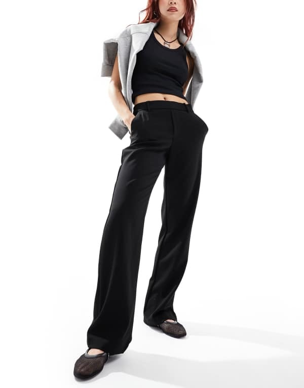 ヴェロモーダ レディース ボトムス カジュアルパンツ ストレート パンツ Vero Moda tailored straight leg pants Black ブラック