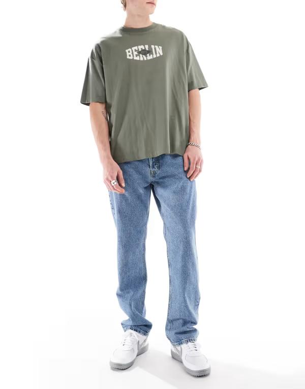 ジャック アンド ジョーンズ メンズ ボトムス デニムパンツ ヴィンテージ ストレート ジーンズ Jack & Jones Chris straight leg jeans in vintage Mid Blue SQ060 ブルー｜ReVida 店