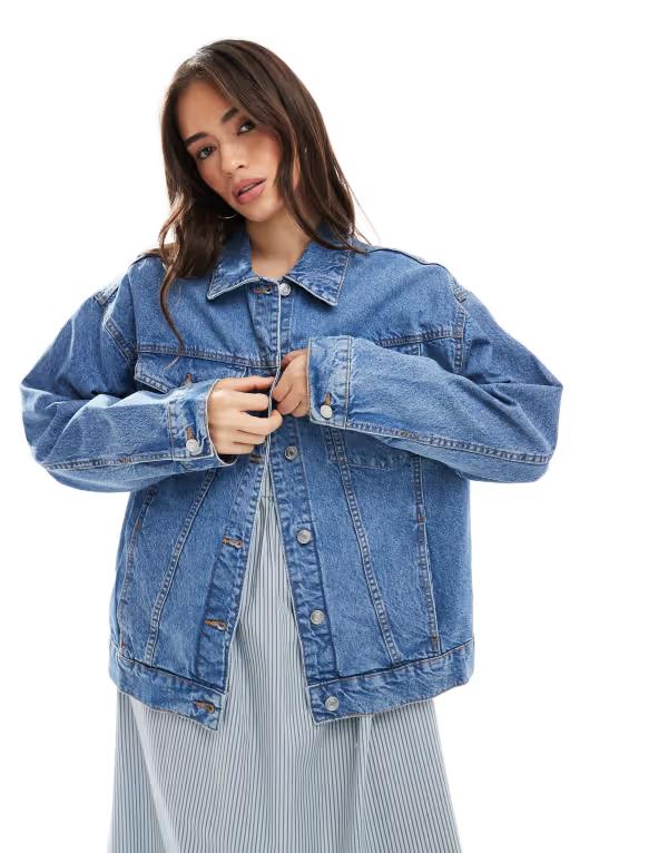 エイソス メンズ アウター 上衣・上衣 ジーンズ 上衣 ASOS DESIGN oversize 90s denim jacket インチ midwash MID BLUE 青味