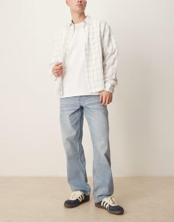 エイソス メンズ ボトムス デニムパンツ ジーンズ ASOS DESIGN baggy jeans in light wash LIGHT WASH BLUE ブルー 10,281円