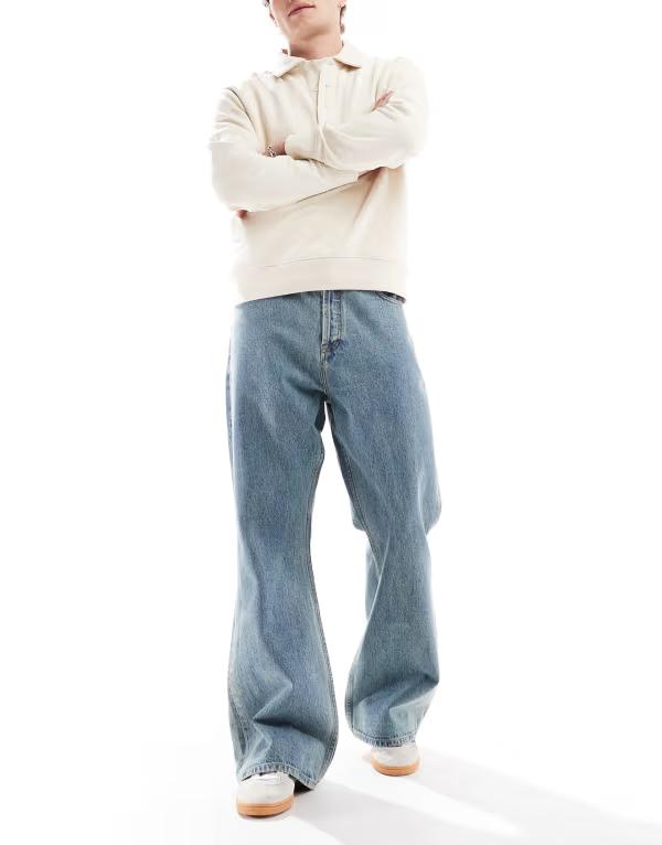 ドクターデニム メンズ ボトムス デニムパンツ ブーツカット ブーツ ジーンズ Dr Denim Rift bootcut leg jeans in canyon sky retro dirt midwash Midwash blue ブルー