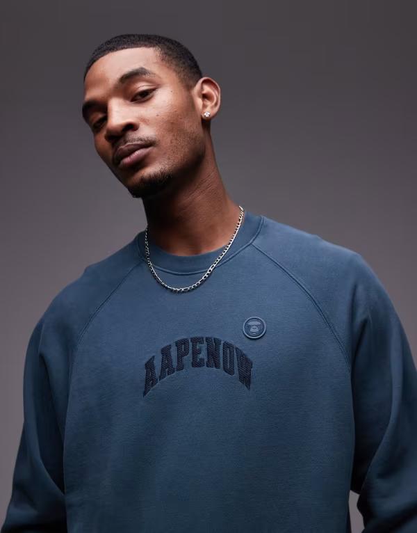ベイシング エイプ メンズ アウター パーカー・スウェット 刷り上げる 流汗 プルオーバー ロゴタイプ Aape by A Bathing Ape printed logo sweatshirt インチ dark Black 黒いこと