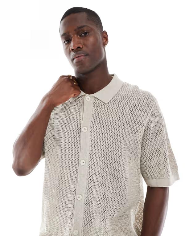 手玉 アンド ジョーンズ メンズ トップス スポーツシャツ Jack \u0026 Jones Premium button up polo shirt インチ cream texture Whitecap gray 薄墨色