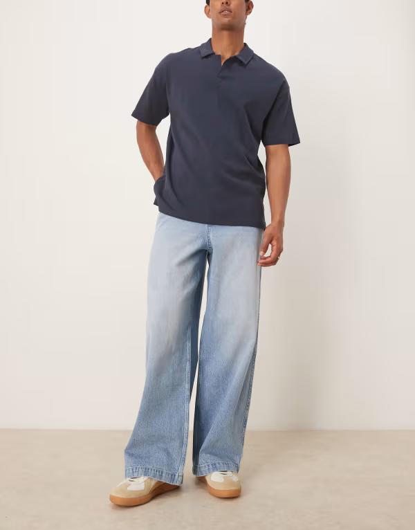 エイソス メンズ ボトムス デニムパンツ ジーンズ ASOS DESIGN super baggy jeans in light wash LIGHT WASH BLUE ブルー