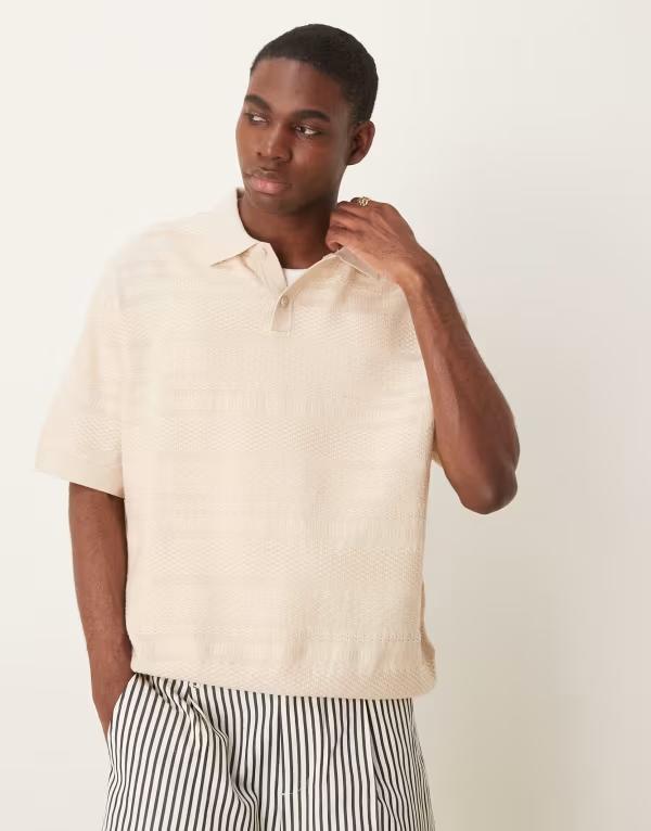 セレクテッドオム メンズ トップス スポーツシャツ 編み物 Selected Homme knit textured polo インチ cream Oatmeal オートミール