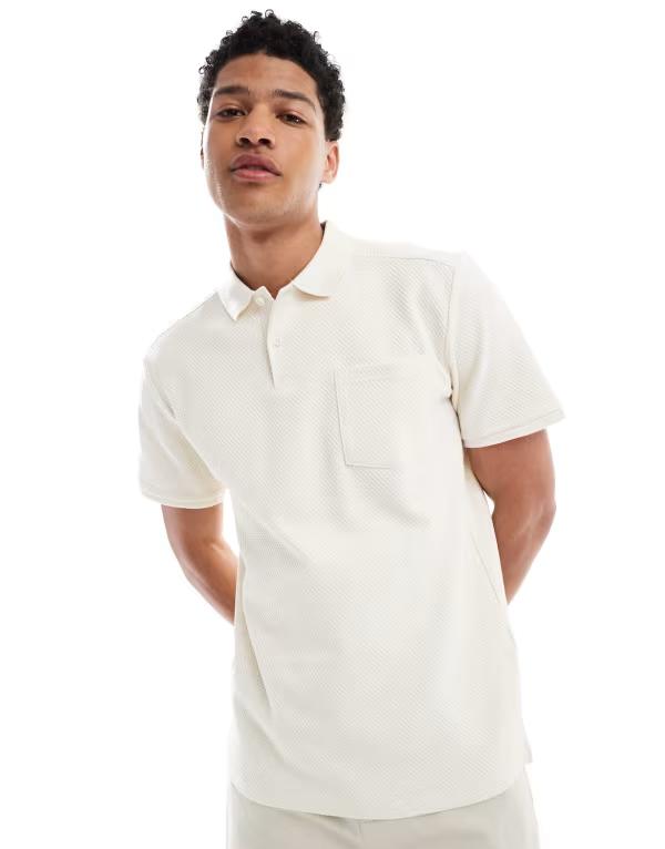 オンリーアンドサンズ メンズ トップス スポーツシャツ ONLY \u0026 SONS textured short sleeve polo shirt インチ cream Egret 皮膚軟化剤