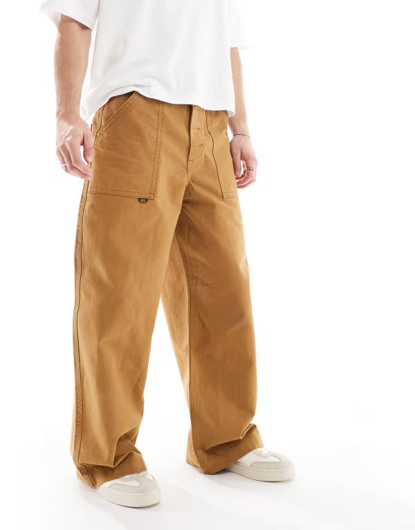 エイソス メンズ ボトムス カジュアルパンツ パンツ ASOS DESIGN super baggy pants in tan with back pocket detail TAN タン