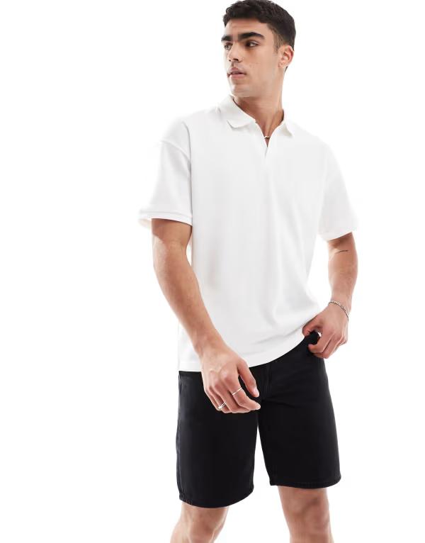 オンリーアンドサンズ メンズ トップス ポロシャツ ONLY & SONS oversized split neck polo Cloud Dancer ホワイト 9,344円