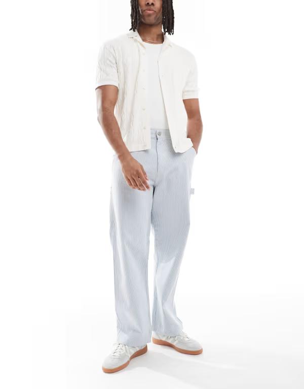 ジャック アンド ジョーンズ メンズ ボトムス カジュアルパンツ パンツ Jack & Jones striped carpenter pants Baby Blue ブルー