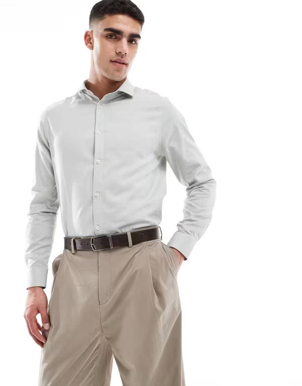 エイソス メンズ トップス シャツ ASOS DESIGN formal easy iron regular shirt in sage SAGE セージ