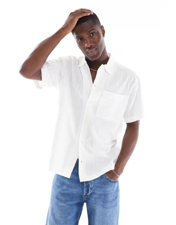 万力 アンド ジョーンズ メンズ トップス プルオーバー Jack \u0026 Jones Premium seersucker shirt White 白いこと