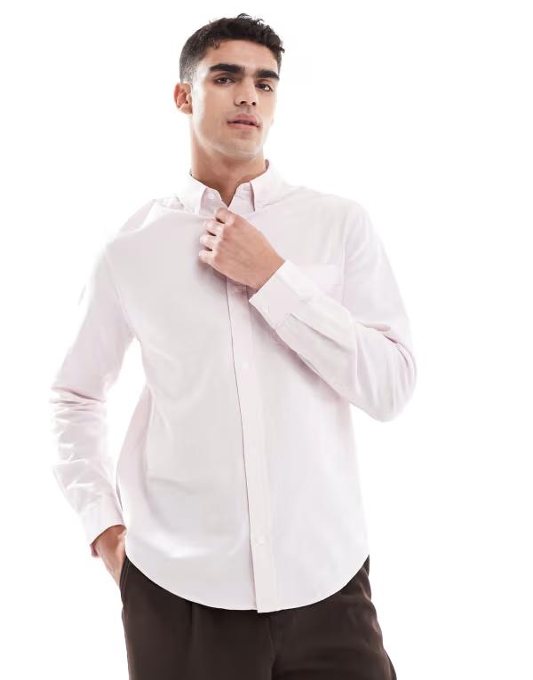 エイソス メンズ トップス シャツ オックスフォード ASOS DESIGN oxford regular shirt in light LIGHT PINK ピンク