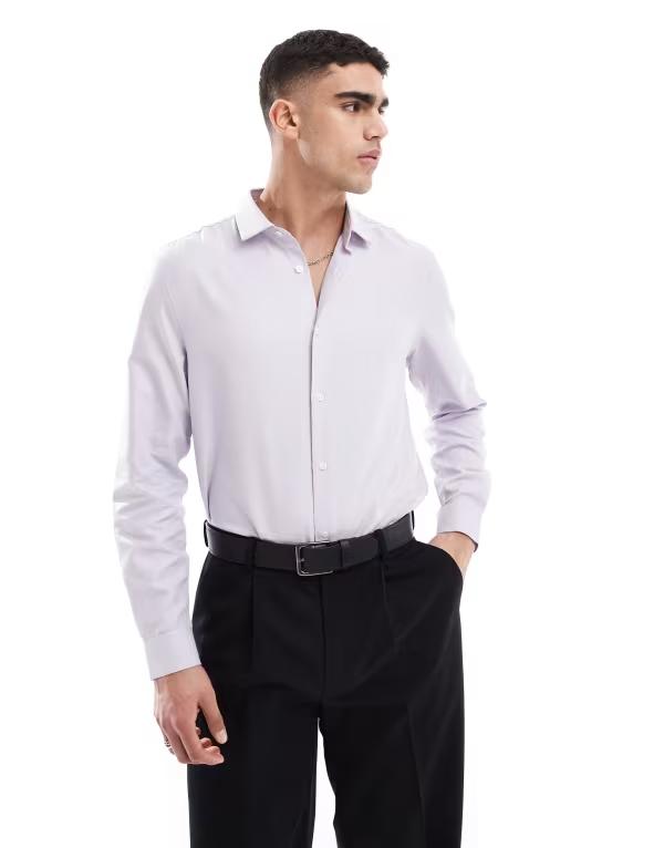エイソス メンズ トップス シャツ ASOS DESIGN regular shirt with concealed buttons PINK ピンク