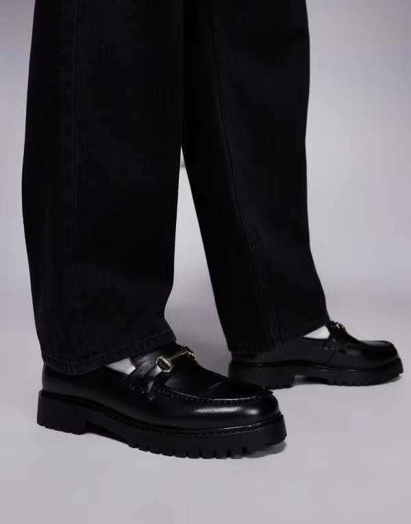 ウォークロンドン メンズ シューズ スリッポン・ローファー レザー ローファー Walk London Sean trim loafers leather Black ブラック｜ReVida 店