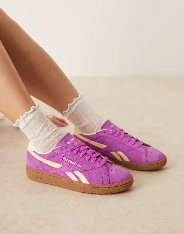 リーボック メンズ シューズ スニーカー Reebok Club C Grounds sneakers and white detail with gumsole PURPLE パープル
