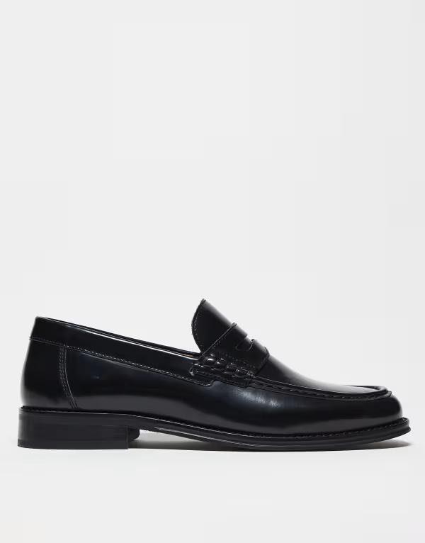 エイソス メンズ シューズ スリッポン・ローファー レザー ローファー ASOS DESIGN penny loafers leather Black ブラック｜ReVida 店