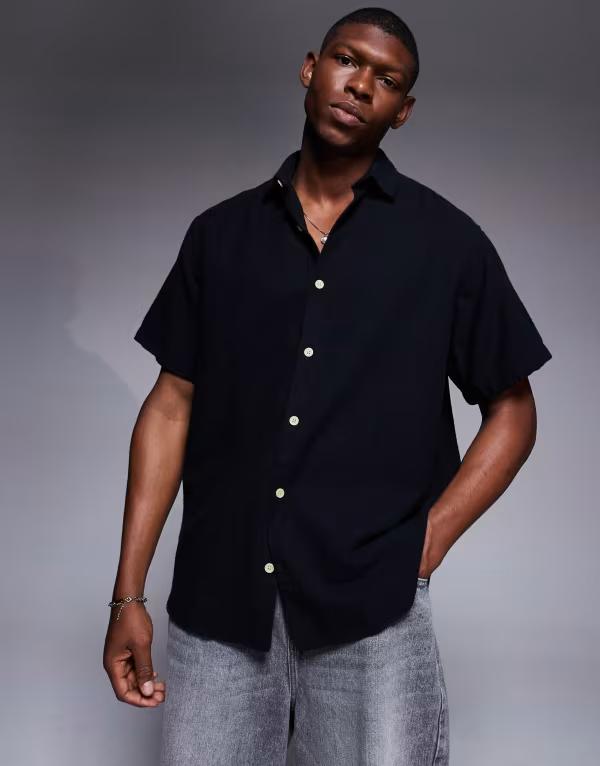 アダプト メンズ トップス シャツ ADPT oversized short sleeve shirt Black ブラック｜ReVida 店