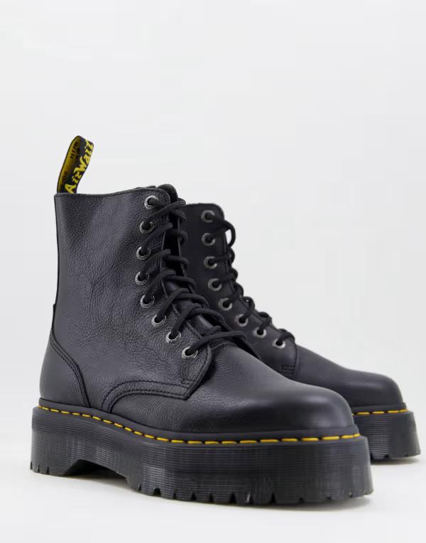 お医者さんマーチン メンズ シューズ ブーツ・レインブーツ プラットホームブーツ プラットホーム ブーツ Dr Martens jadon Pisa 8-eye platform boots Black 黒いこと