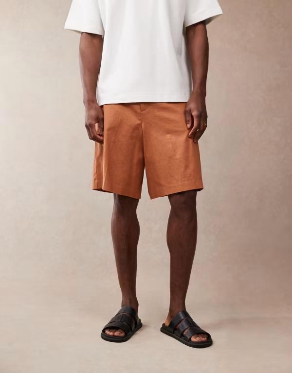 エイソス メンズ ボトムス ハーフパンツ・ショーツ ショートパンツ リネン ASOS DESIGN smart linen blend Bermuda shorts in rustラスト