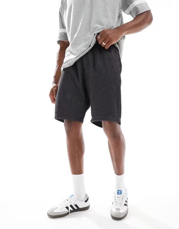 ジャック アンド ジョーンズ メンズ ボトムス ハーフパンツ・ショーツ ショートパンツ デニム Jack & Jones loose fit drawstring light denim shorts wash Black Denim ブラック