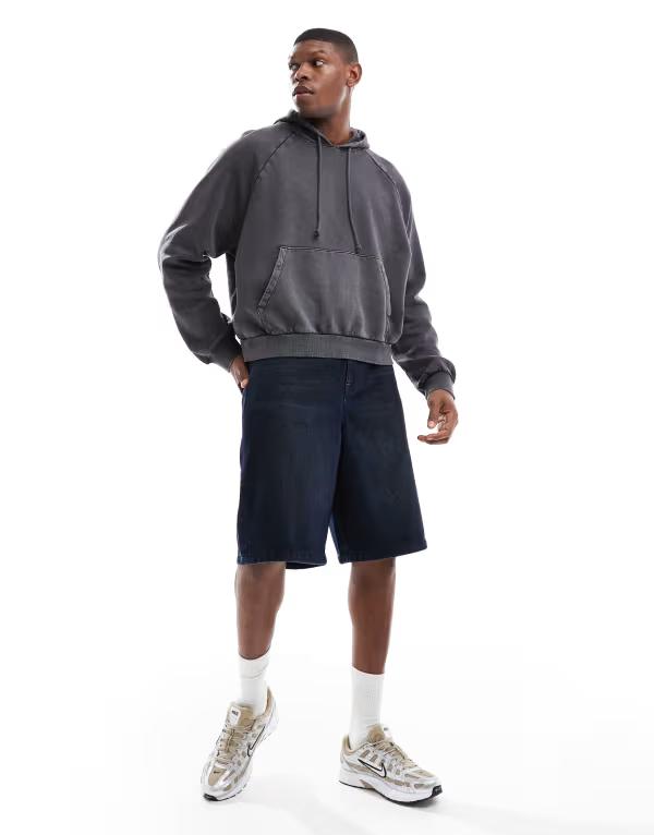 エイソス メンズ ボトムス ハーフパンツ・ショーツ デニム ASOS DESIGN longer length denim jorts in mid wash Dark wash blue ブルー 8,610円