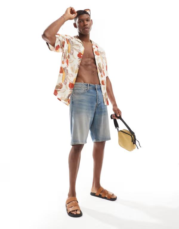 ジャック アンド ジョーンズ メンズ ボトムス ハーフパンツ・ショーツ ヴィンテージ デニム Jack & Jones alex baggy fit denim short in vintage blue wash Blue Denim/ opt 2 デニム