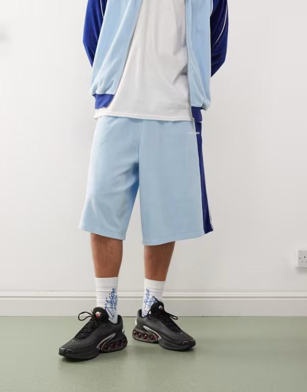 コルージョン メンズ ボトムス ハーフパンツ・ショーツ ショートパンツ COLLUSION velour paneled shorts - part of a set MID BLUE ブルー