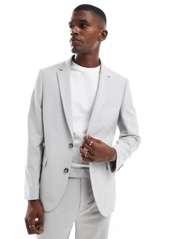 エイソス メンズ アウター ジャケット・ブルゾン ジャケット ASOS DESIGN slim suit jacket in ice Ice gray グレー