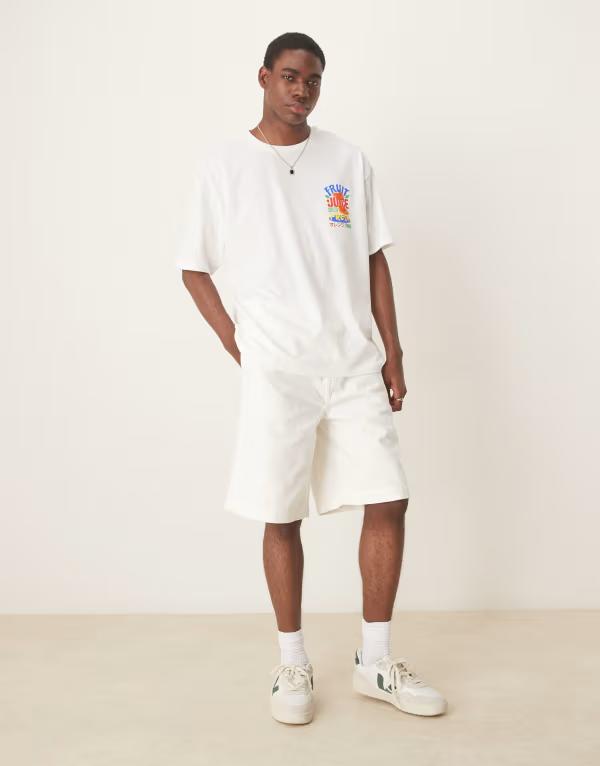 エイソス メンズ ボトムス 二分の一ズボン下・さる股引き ASOS DESIGN long length jorts with single pleats インチ stone STONE 石ころ ズボン・パンツ-メンズファッション
