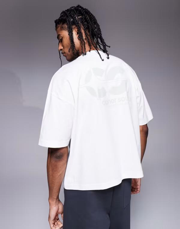 エイソス メンズ トップス Tシャツ グラフィック ASOS DESIGN boxy oversized t-shirt with street graphic BRIGHT WHITE ホワイト