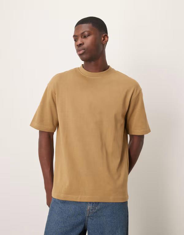 セレクテッドオム メンズ トップス Tシャツ Selected Homme oversized heavy weight t-shirt Kelp ベージュ