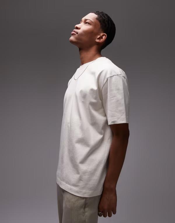 トップマン メンズ トップス Tシャツ オーバーサイズフィット シャツ Topman oversized fit T-shirt in ecru ECRU エクリュ
