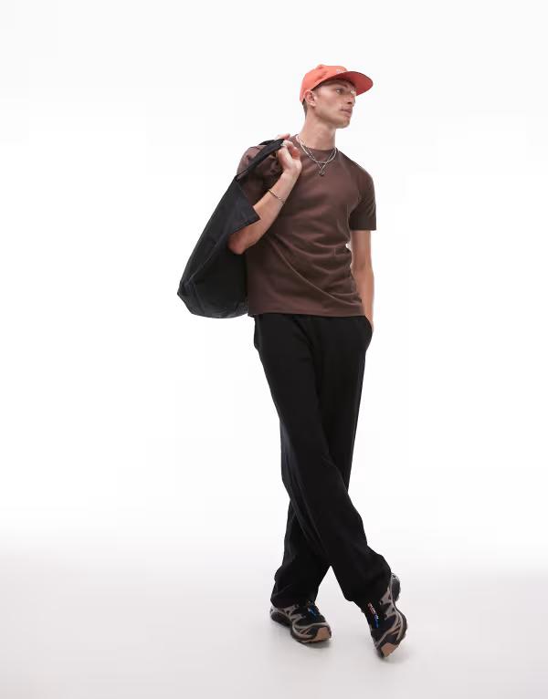 トップマン メンズ ボトムス カジュアルパンツ パンツ スウェットパンツ Topman straight fit seersucker sweatpants Black ブラック 11,886円