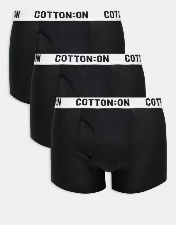 コットンオン メンズ アンダーウェア ブリーフパンツ コットン Cotton:On Cotton On 3 pack boxers Black ブラック｜ReVida 店