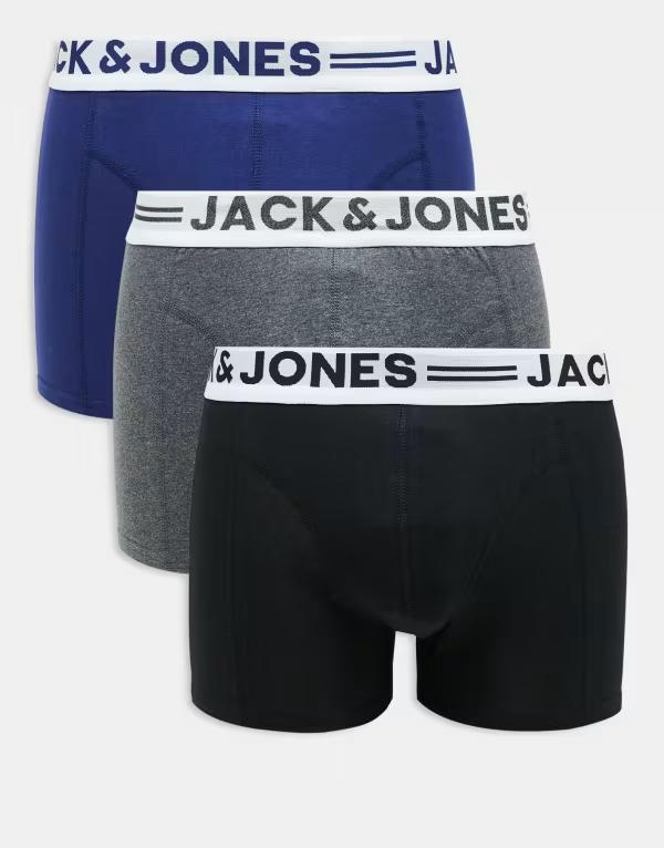 ジャック アンド ジョーンズ メンズ アンダーウェア トランクス Jack & Jones 3 pack trunks and Dark gray/Ocean グレー