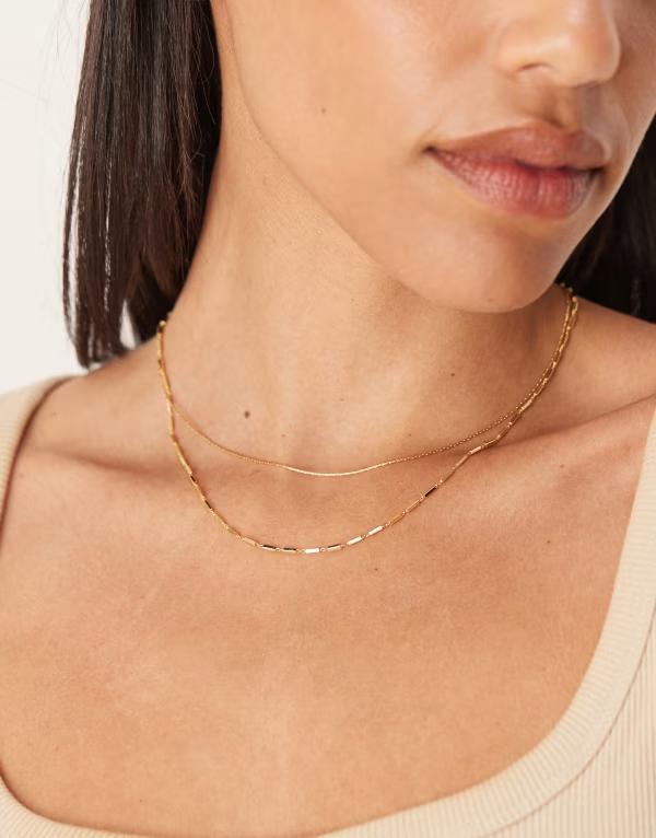 エイソス レディース アクセサリー ネックレス・チョーカー・ペンダントトップ レース ASOS DESIGN 14k gold plated multi row necklace GOLD ゴールド