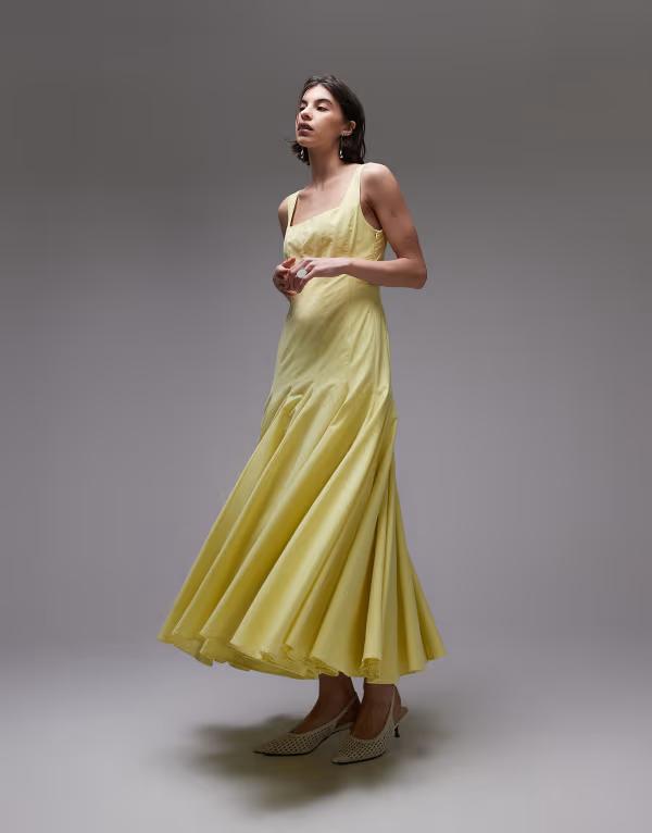 エイソス レディース トップス ワンピース マキシワンピース マキシ ASOS DESIGN dropped waist paneled maxi dress in lemon Lemon