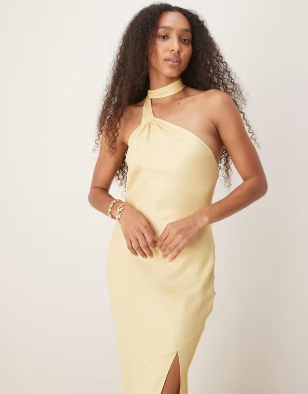 エイソス レディース トップス ワンピース サテン マキシ ASOS DESIGN satin tie neck detail maxi slip dress in buttermilk Buttermilk 7,385円