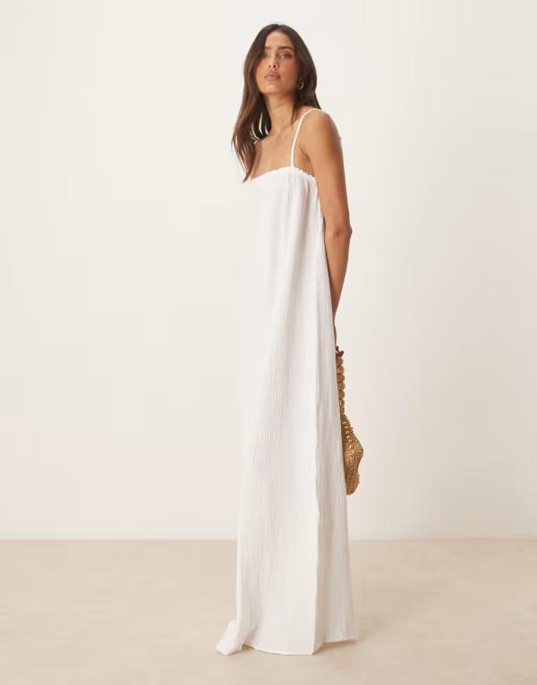 ジェイディーワイ レディース トップス ワンピース マキシワンピース ノースリーブ マキシ JDY cheesecloth sleeveless maxi dress WHITE ホワイト|ReVida 店