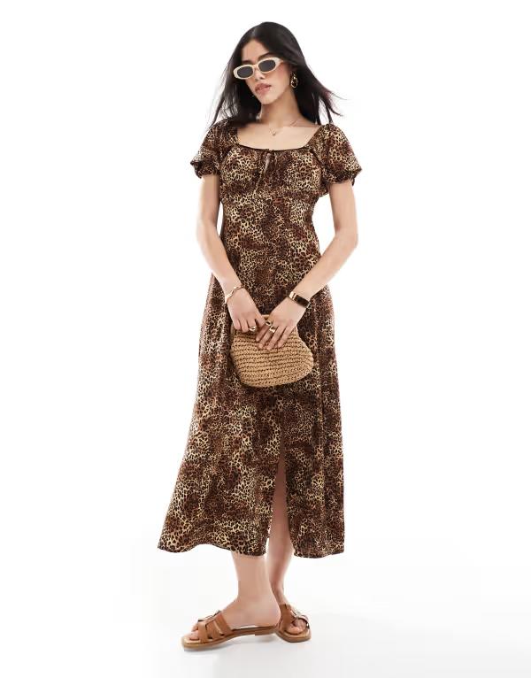ミスセルフフリッジ レディース トップス ワンピース アニマル柄 プリント Miss Selfridge spun midaxi dress in ANIMAL PRINT ANIMAL PRINT アニマル