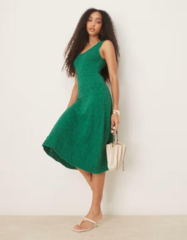 ノーバディーズ チャイルド レディース トップス ワンピース ミディワンピース ミディ Nobody's Child pointelle tank midi dress Green グリーン