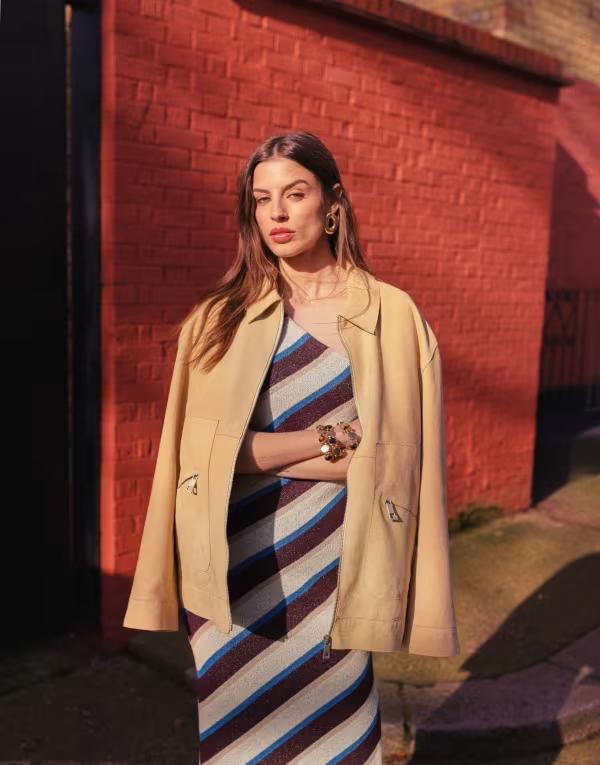トップショップ レディース トップス ワンピース マキシワンピース ニット マキシ Topshop knitted one shoulder maxi dress in stripe Multi マルチカラー｜ReVida 店
