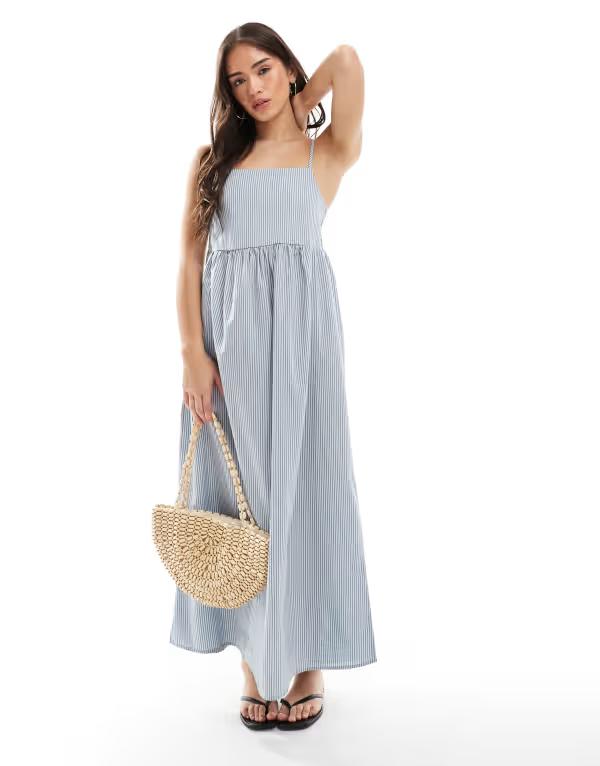 ピーシーズ レディース トップス ワンピース ミディワンピース ミディ PIECES cami midi dress in light blue stripe C Blue Morel ブルー