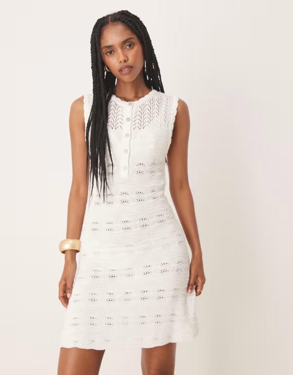 ノーバディーズ チャイルド レディース トップス ワンピース ミニワンピース ミニ Nobody's Child mock crochet mini dress White ホワイト｜ReVida 店