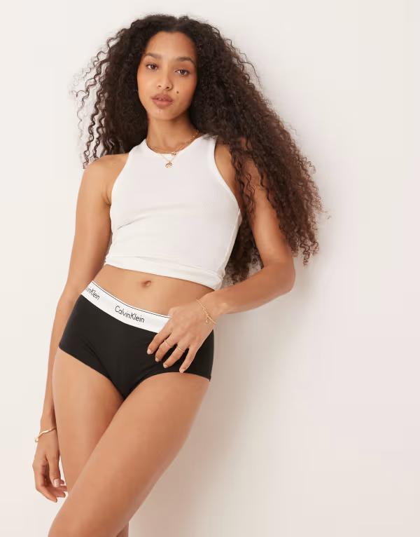 カルバンクライン レディース アンダー御召しもの ブリーフズボン下 綿織物 Calvin Klein Modern Cotton high waisted shorty briefs White 白いこと