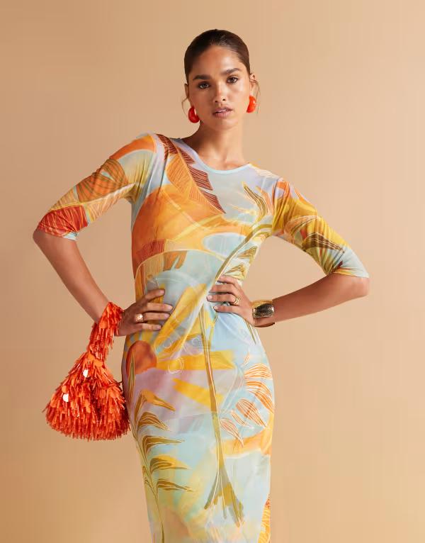 ネバーフリードレスド レディース トップス 衣装 メッシュ Never Fully Dressed mesh midaxi dress Sky Blue 青み