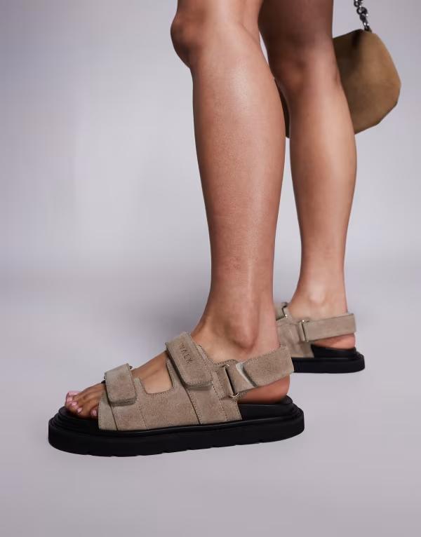 ウォークロンドン レディース シューズ サンダル スエード Walk London Budapest velcro sandals in stone suede STONE ストーン